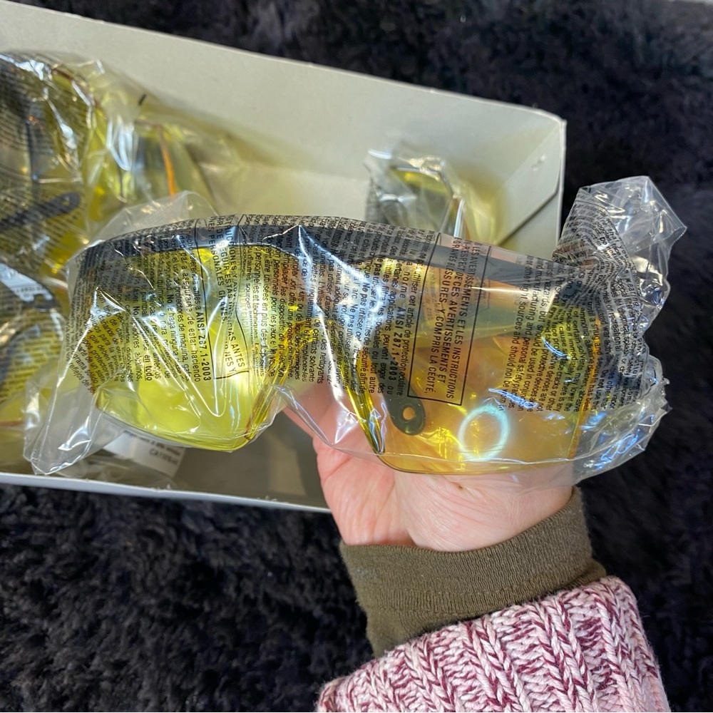 Two Safety Glasses Yellow Lens Frame